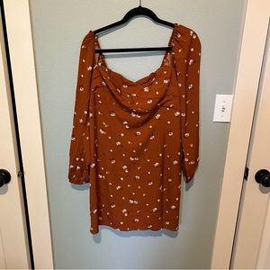 Abercrombie Babydoll Mini Dress - Rust Floral